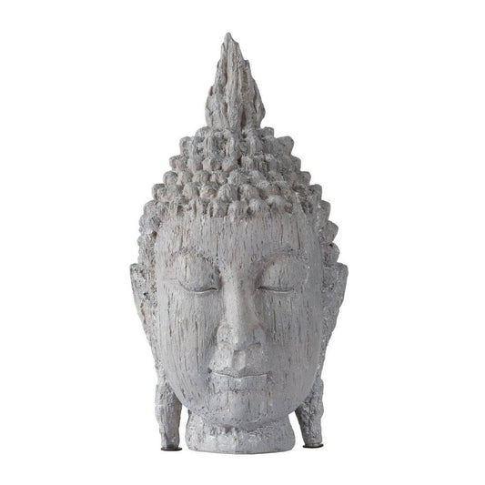 A & B Home Poly Resin Gray Meditating Buddha Head Sculpture