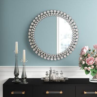 Wykoff Round Jeweled Accent Mirror House of Hampton Size: 24 H x 24 W