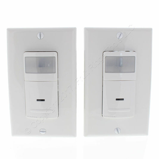 2 Leviton White Motion Sensor 1-Pole/3-Way Light Switches 900Sq ft On/Off IPS06