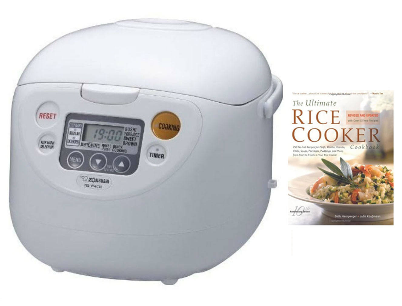 Zojirushi NS-WAC18-WD 10-Cup (Uncooked) Micom Rice Cooker and Warmer + Cookbook