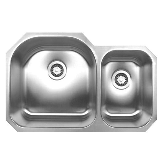 Whitehaus WHNDBU3120 Noahs Collection Brushed Stainless Steel Double Bowl Undermount Sink