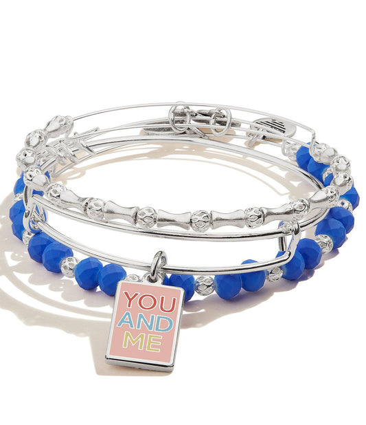 Alex and Ani Color Infusion Me and You Charm Bangle Bracelet Set - Silver