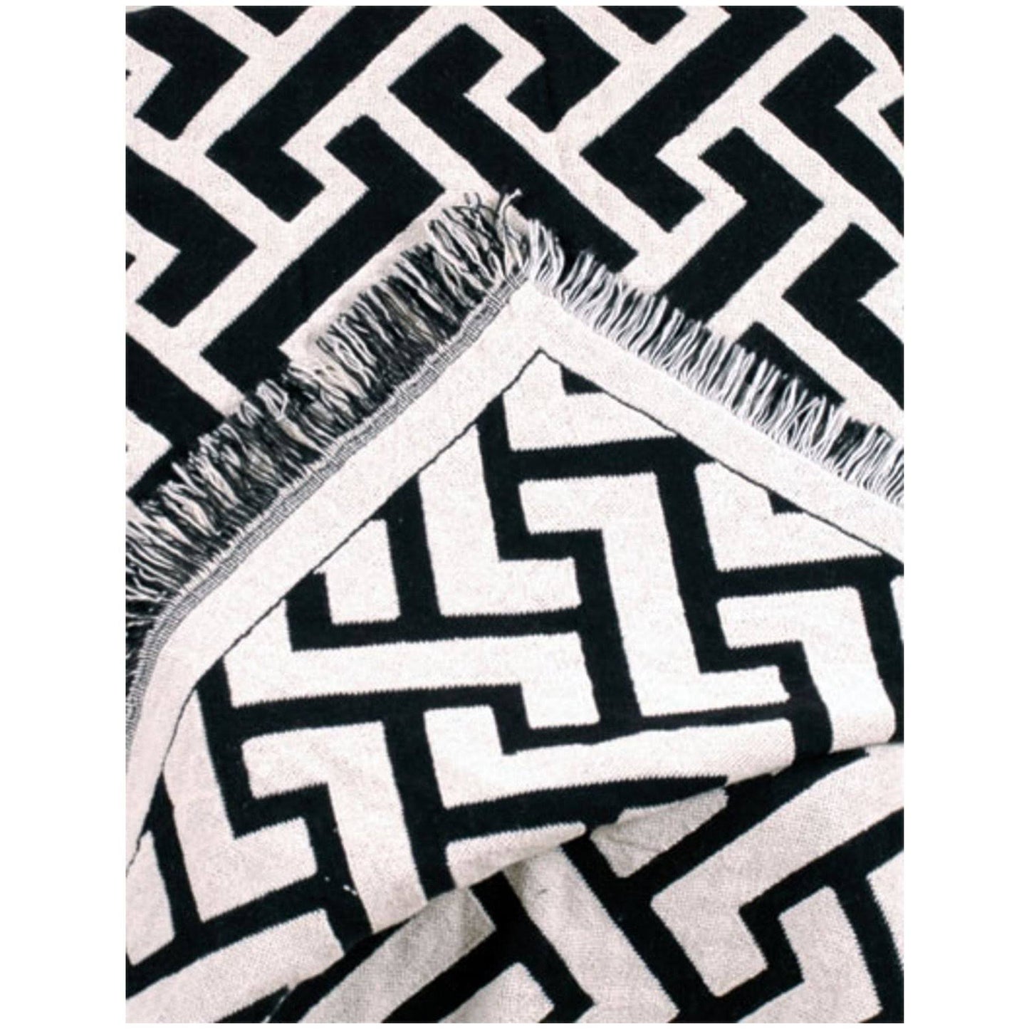 50 x 60 Black Herringbone Zigzag Eco2Cotton Afghan Throw Blanket