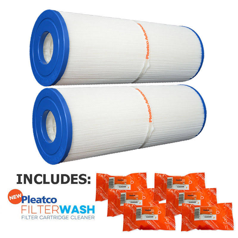 2 Pack Pleatco PRB50-IN Spa Filter Cartridge Pentair Rainbow w/ 6X Filter Washes