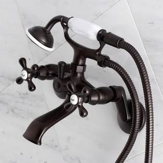 6-Inch Adjustable Wall Mount Clawfoot Tub Faucet (Oil Rubbed Bronze), Brown, Kingston Brass PKS266SB