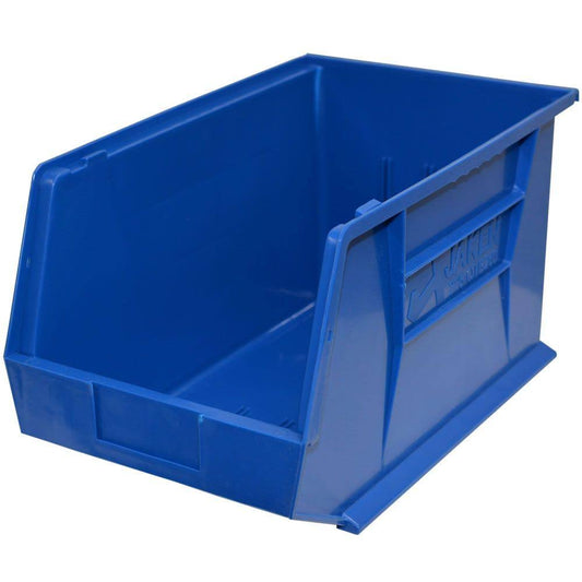 11 in. W x 18 in. D x 10 in. H Stackable Plastic Storage Bin in Blue (4-Pack)