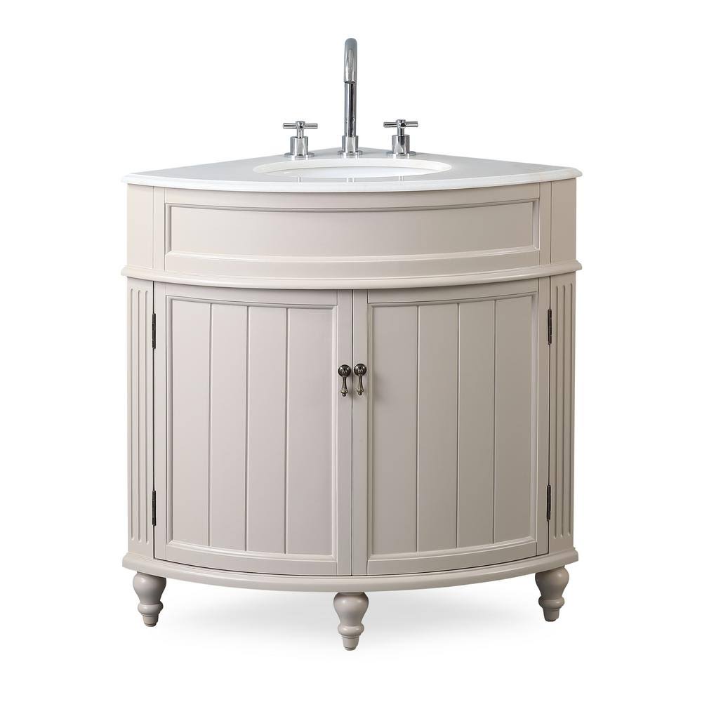 24 Benton Collection Thomasville Taupe Corner Bathroom Sink Vanity, Tan