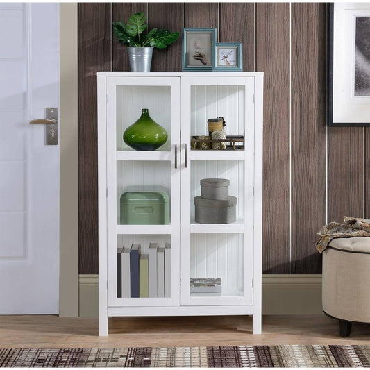 White Finish Glass Display Cabinet