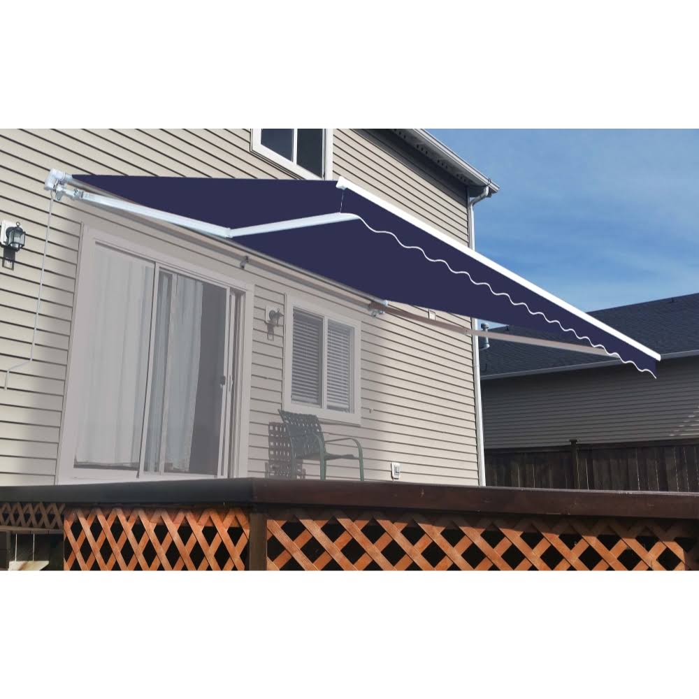 Aleko AWM8X6.5BLUE30-UNB 8 x 6.5 ft. Motorized Retractable Patio Awning - Dark Blue