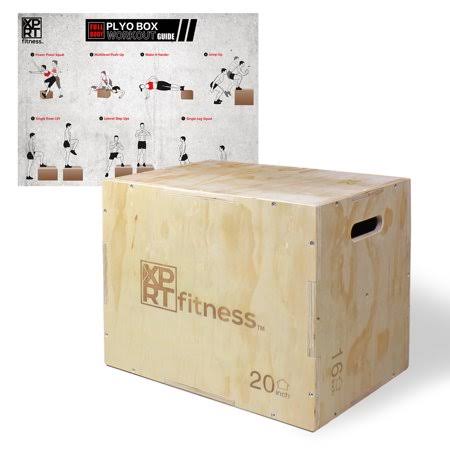 XPRT Fitness 3 in 1 Wood Plyometric Jump Box Fitness Training Conditioning Step Exercise - Size 16/18/20, Size: 20 x 18 x 16