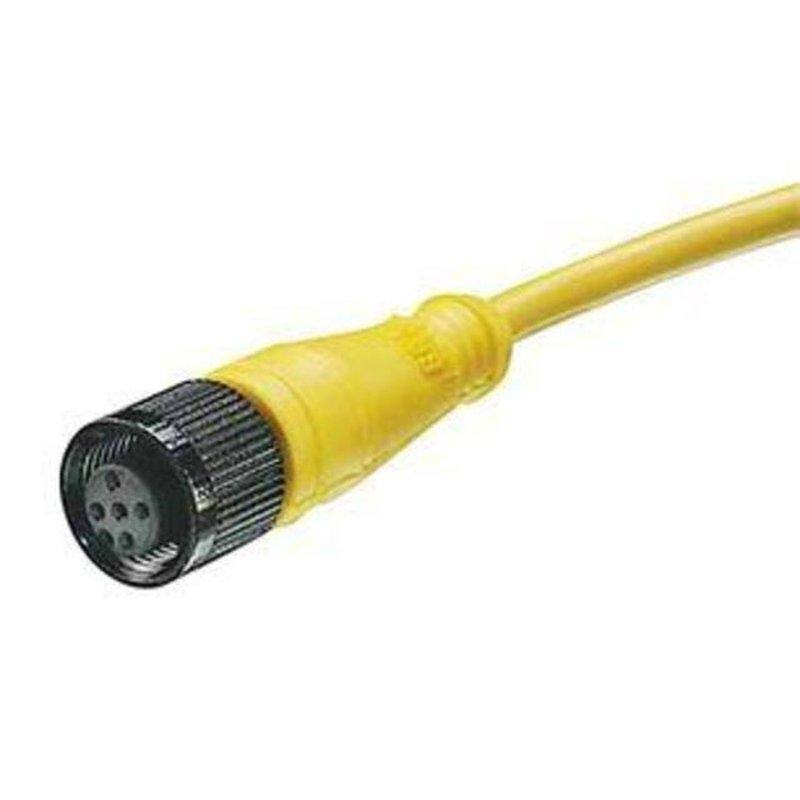 Woodhead 105000A01F120 Cordset, 5P, Mini-Change, Female, 8A, 600V AC/DC, Yellow, 12