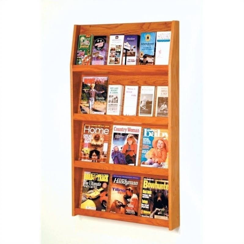 Wooden Mallet 24-Pocket Slope Literature Display Medium Oak