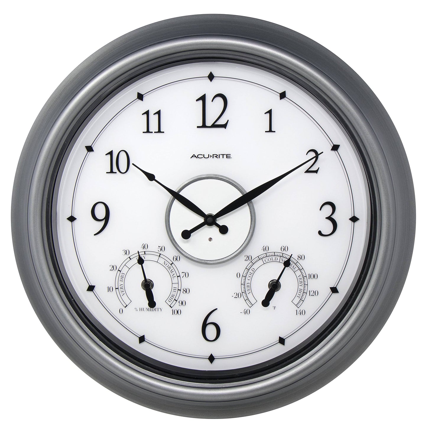 AcuRite 75455M LED Illuminated Pewter Outdoor Clock, 18