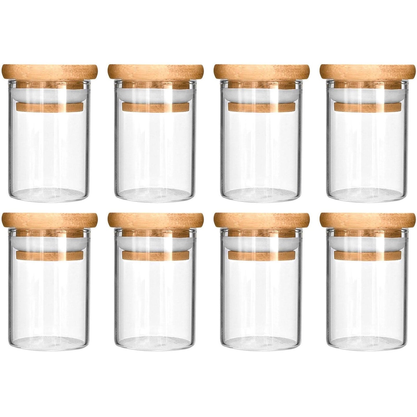 420 Focus Glass Jar with Wooden Lid (4 fl oz, 5-7 G, 8-Pack)