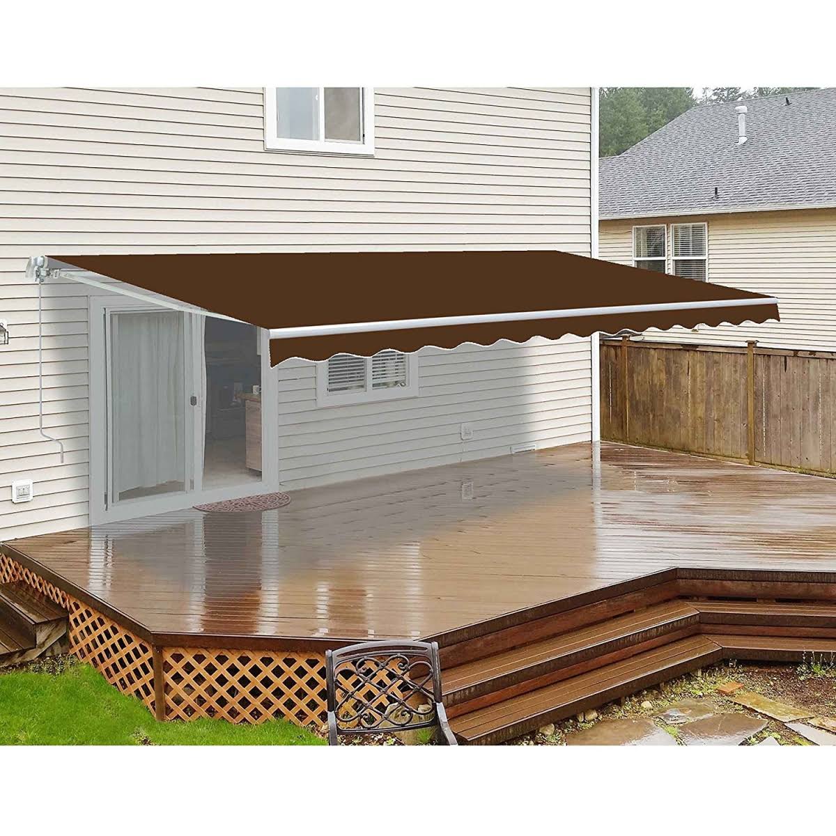 Aleko AW13X10BROWN36 Retractable Patio Awning 13 x 10 Feet Brown