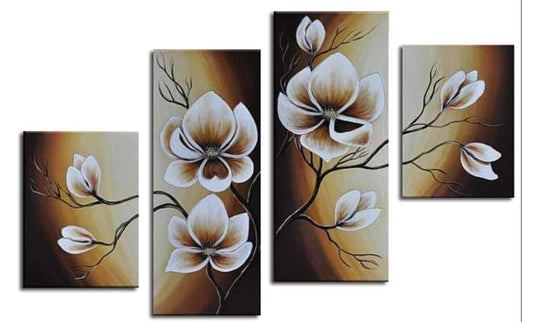 Wieco Art 100% Hand-Painted Wood Framed Oil Wall Art Warm Day Yellow Flowers Bloom Home Decoration Abstract Floral Oil Painting on Canvas