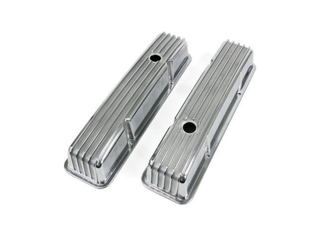 A-Team Performance JM8501-8 SBC Chevy 283 327 350 400 Tall Finned Polished Aluminum Valve Covers 58-86