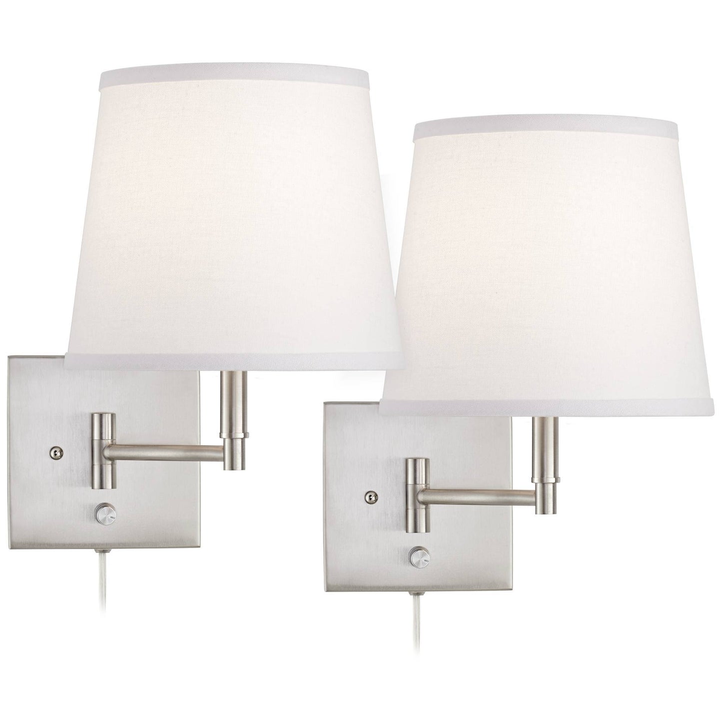 360 Lighting Lanett Brushed Nickel Swing Arm Plug-In Wall Lamp Set of 2