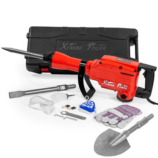 Xtremepowerus 2200-Watt Heavy-Duty Electric Jackhammer Demolition Hammer Concrete Breaker Tool Kit with Spade Shovel Bit