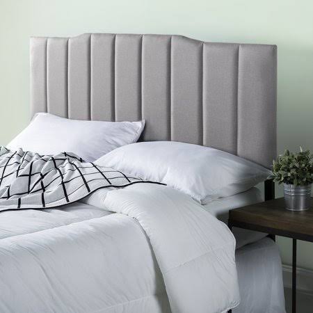 Zinus Satish Upholstered Channel Stitched Headboard, Full, Light Grey