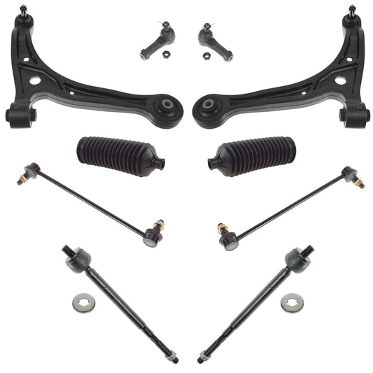 10 Piece Steering & Suspension Kit Control Arms Tie Rods Sway Bar End Links New