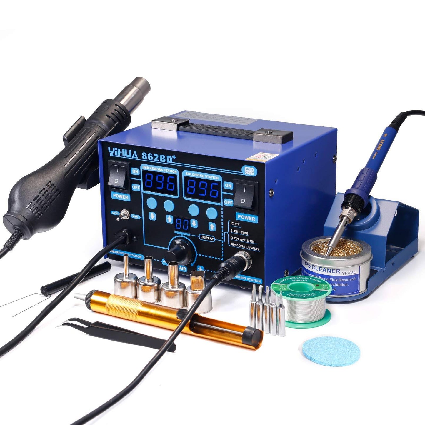 YIHUA 862BD+ SMD ESD Safe 2 in 1 Soldering Iron Hot Air Rework Station