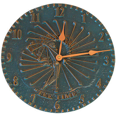 Whitehall Golfer Clock, Verdigris, 12 Dia., 01672