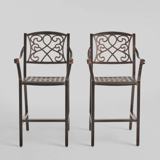 2pk Waterbury Aluminum Patio Barstools Copper - Christopher Knight Home