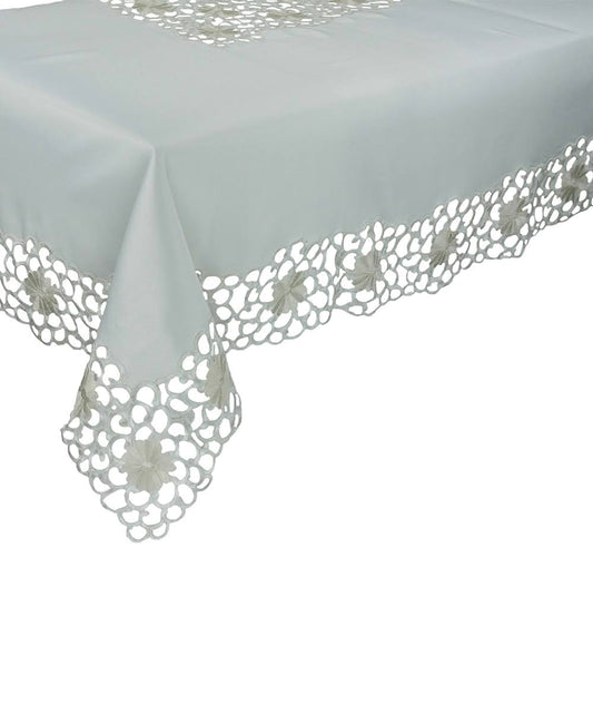 Xia Home Fashions Daisy Splendor Tablecloth, 70 by 120-Inch, Ivory