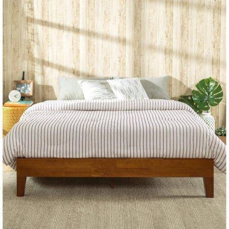 Zinus WEN Deluxe Solid Acacia Wood Platform Bed, Cherry Finish, Queen